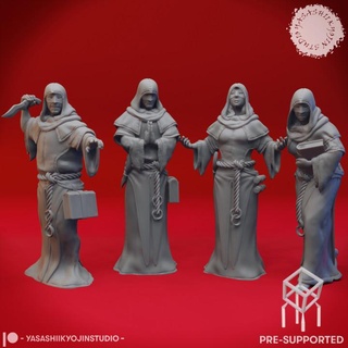 cultists - tabletop miniatures pre-supported yasashii kyojin studio Tabletop Characters & Creatures Fantasy Universe 40k beast creature monster character miniature dungeonsanddragons roleplaying mtg dnd pathfinder cultist kingsofwar npc aos ttrpg warcry mordhiem 3d print model - Mito3D
