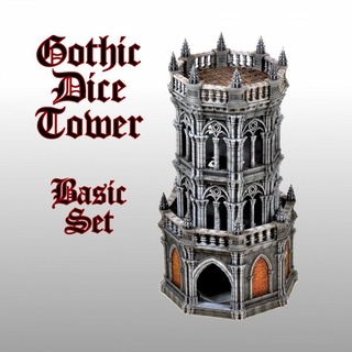 dice gothic tower - basic set dani amengual Tabletop accessories 3D Printable Terrain Fantasy roleplay terrain wargames warhammer tabletop dnd scenery wh40k mordheim aos 3d print model - Mito3D