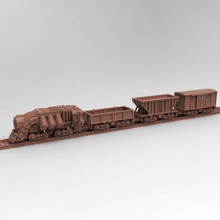 industrial train bundle tesseract tomb Tabletop Characters & Creatures Sci-Fi Universe Vehicles Machines engine 40k carrier warhammer necromunda rail fallout carriage tabletop cart wargame cargo railway wagon railroad scenery freight 3d print model - Mito3D