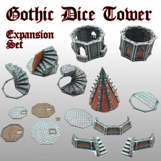 dice gothic tower - expansion dani amengual Tabletop accessories 3D Printable Terrain Fantasy terrain wargames warhammer tabletop dicetower dnd scenery wh40k mordheim aos rolepaly 3d print model - Mito3D