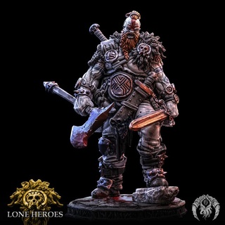odrig iron jaw bestiarum miniatures axe barbarian human warrior berserker 3d print model - Mito3D