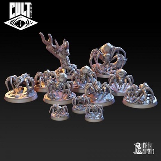 giant spiders + creep spider cult miniatures Tabletop Characters & Creatures Fantasy Universe dragons dungeons warhammer large adventure wargame pack cave jungle creatures d&d 28mm 5e 3d print model - Mito3D