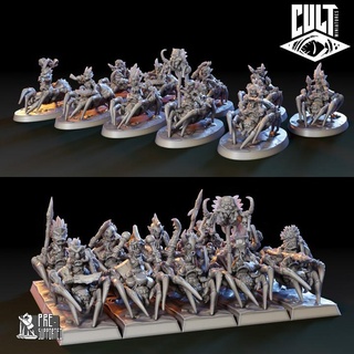 goblin spider riders cult miniatures Tabletop Characters & Creatures Fantasy Universe dragons dungeons modular tribal warhammer banner miniature wargame jungle 28mm chivalry multi-part sorcerer spears 2022 cultminis regiment 3d print model - Mito3D