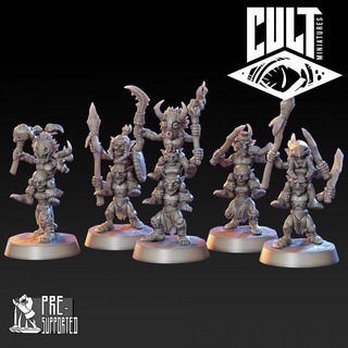 goblin totem warriors cult miniatures Tabletop Characters & Creatures Fantasy Universe dragons dungeons modular tribal wargames warhammer wild tiki age jungle stacking multi-part sigmar 2022 cultminis 3d print model - Mito3D