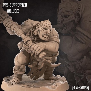 dungeon gatekeeper ogre 2-6 versions bite bullet Tabletop Characters & Creatures Fantasy Universe big dungeons undead miniature hammer warcraft wow boardgame tabletop patreon dnd belly undeads bitethebullet btb firebelly 3d print model - Mito3D