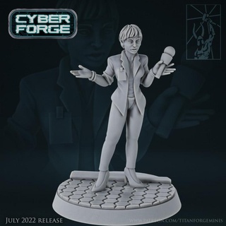 cyber forge anniversary route 77 krystal bonte titan forge miniatures 40k miniatures space star television tv anniversary bladerunner cyberpunk forge commercial titan journalist cyber civil route reporter 77 krystal bonte  3d print model - Mito3D