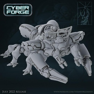 cyber forge anniversary route 77 spider construction mech titan miniatures 40k beast rpg sci-fi space warhammer miner gnome wargame walker enginner drednought squats scm 3d print model - Mito3D