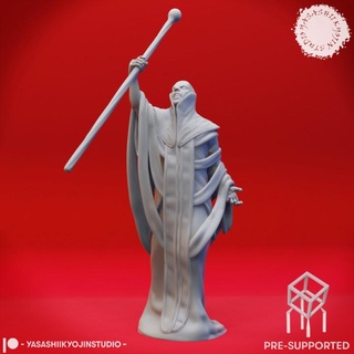 red wizard glass staff - tabletop miniatures pre-supported yasashii kyojin studio Tabletop Characters & Creatures Fantasy Universe 40k beast creature monster character miniature dungeonsanddragons roleplaying mtg dnd pathfinder cultist kingsofwar aos ttrpg warcry mordhiem 3d print model - Mito3D