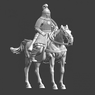 golden horde mongol warrior relaxing northern crusades miniatures Tabletop Characters & Creatures Historical Universe medieval model soldier commander miniature cavalry 28mm mounted resting armoured steppe highranking 3d print model - Mito3D