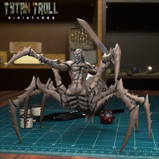 drider sword 03 pre-supported tytantroll miniatures stl elf fantasy monster scale spider 3dprinting minis creatures dnd 32mm drow supported lychee lyt 3d print model - Mito3D