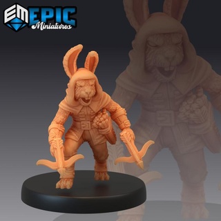 bunny double crossbow rabbit warrior rodent soldier hare army epic-miniatures fantasy medieval monster rpg warhammer sla enemy tabletop dungeon dnd pathfinder npc pre-supported supported pre 3d print model - Mito3D