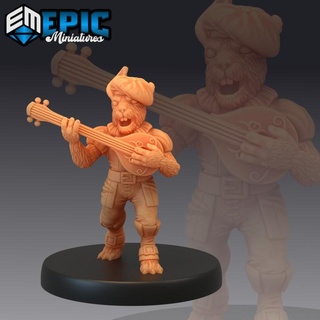 bunny bard rabbit musician rodent rogue hare army epic-miniatures fantasy medieval monster rpg warhammer sla enemy tabletop dungeon dnd pathfinder npc pre-supported supported pre 3d print model - Mito3D