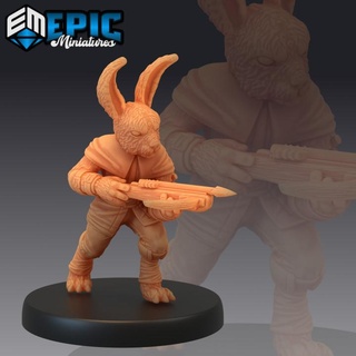 bunny crossbow rabbit warrior rodent soldier hare army epic-miniatures fantasy medieval monster rpg warhammer sla enemy tabletop dungeon dnd pathfinder npc pre-supported supported pre 3d print model - Mito3D
