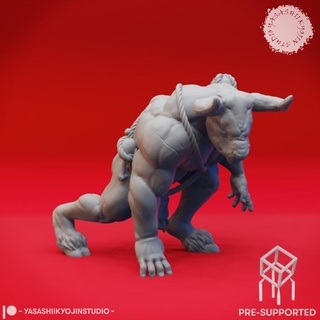 charging minotaur - book beasts tabletop miniature pre-supported yasashii kyojin studio Tabletop Characters & Creatures Fantasy Universe 40k beast creature monster character dungeonsanddragons roleplaying mtg dnd pathfinder kingsofwar aos ttrpg warcry mordhiem 3d print model - Mito3D