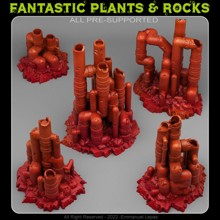 vernachlässigt Marsmensch Rohrleitungen Fantastisch Pflanzen Felsen Tischplatte 3D druckbar Terrain Sci Fi Emmanuel 4k Stamm Loslassen 8k 3D print model - Mito3D