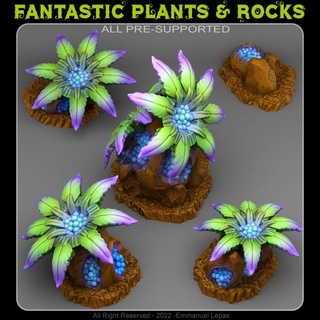 fosforescente baya flores fantástico plantas rocas mesa 3D imprimible terreno fantasía Sci Fi emmanuel 4k tribu Déjalo 8k 3d print model - Mito3D