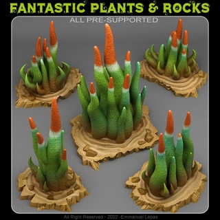 venenoso antena cactus fantástico plantas rocas mesa 3D imprimible terreno fantasía Sci Fi emmanuel 4k tribu Déjalo 8k 3d print model - Mito3D
