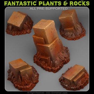 küp şeker sütunlar fantastik bitkiler kayalar masaüstü 3D yazdırılabilir arazi fantezi Sci Fi Emmanuel 4k kabile Bırak 8k 3d print model - Mito3D