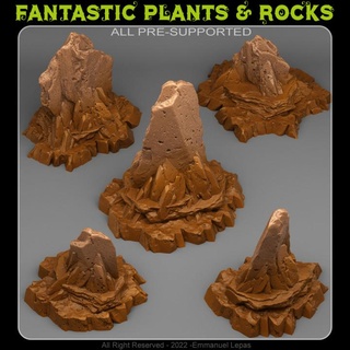 tierra baldía esquisto fantástico plantas rocas mesa 3D imprimible terreno fantasía Sci Fi emmanuel 4k tribu Déjalo 8k 3d print model - Mito3D