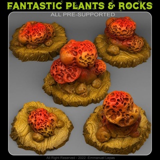 solucan deliği mantarlar fantastik bitkiler kayalar masaüstü 3D yazdırılabilir arazi fantezi Sci Fi Emmanuel 4k kabile Bırak 8k 3d print model - Mito3D