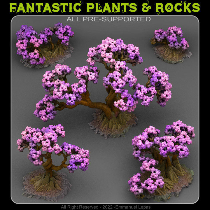 Bonsai Kirsche Bäume Fantastisch Pflanzen Felsen Tischplatte 3D druckbar Terrain Fantasie Emmanuel 4k Stamm Loslassen 8k 3D print model - Mito3D
