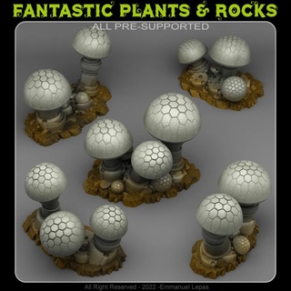 data shrooms fantastic plants rocks Tabletop 3D Printable Terrain Sci-Fi terrain emmanuel 4k tribe & lepas 8k 3d print model - Mito3D