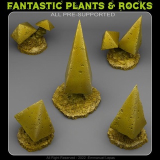 piramit mantarlar fantastik bitkiler kayalar masaüstü 3D yazdırılabilir arazi fantezi Sci Fi Emmanuel 4k kabile Bırak 8k 3d print model - Mito3D