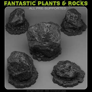 crashed asteroids fantastic plants rocks Tabletop 3D Printable Terrain Fantasy Sci-Fi terrain emmanuel 4k tribe & lepas 8k 3d print model - Mito3D