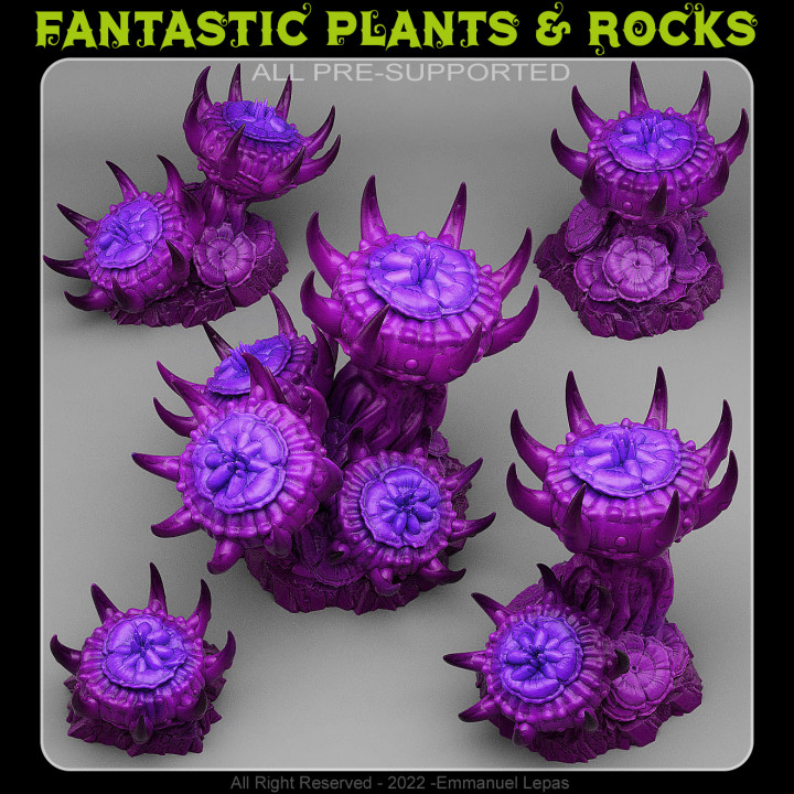 unterdunkel Blumen Fantastisch Pflanzen Felsen Tischplatte 3D druckbar Terrain Fantasie Sci Fi Emmanuel 4k Stamm Loslassen 8k 3D print model - Mito3D