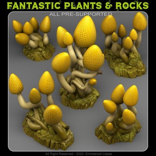 lemondrop mushrooms fantastic plants rocks Tabletop 3D Printable Terrain Fantasy Sci-Fi terrain emmanuel 4k tribe & lepas 8k 3d print model - Mito3D