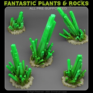 mortel vert cristaux fantastique plantes rochers table 3D imprimable terrain fantaisie Sci Emmanuel 4k tribu 8k 3d print model - Mito3D