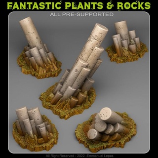 pilastro basalto fantastico impianti rocce tavolo 3D stampabile terreno fantasia Sci Fi emmanuel 4k tribù Lascia andare 8k 3d print model - Mito3D
