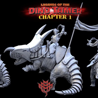 sir pike spiked trike pose 1 2 mini monster mayhem  Tabletop Tabletop Characters & Creatures Fantasy Universe Tabletop Tabletop Characters & Creatures dinosaur dragon fantasy figurine gaming jurassic knight monster mount rpg skeleton rabbit miniature trex flying tabletop 5e triceratopsrider  3d print model - Mito3D