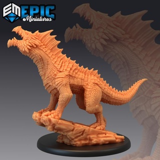 green guard drake roaring legendary dragon mountain encounter magical mount beast epic-miniatures fantasy medieval monster rpg warhammer sla enemy tabletop dungeon dnd pathfinder npc pre-supported supported pre 3d print model - Mito3D