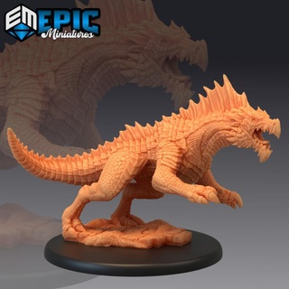 green guard drake attacking legendary dragon mountain encounter magical mount beast epic-miniatures fantasy medieval monster rpg warhammer sla enemy tabletop dungeon dnd pathfinder npc pre-supported supported pre 3d print model - Mito3D