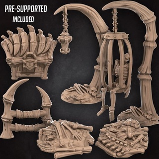 catacombs assets pack bite bullet bone bones dungeons fence lamp spine undead cage miniature boardgame tabletop dungeon chest patreon dnd scenery undeads bitethebullet btb 3d print model - Mito3D