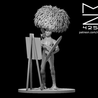 prumo musgo feliz pequeno treant artista pintura arvores miguel Zavala tampo mesa personagens criaturas 3d print model - Mito3D