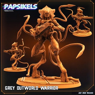 grey outworld warrior papsikels miniatures Fan Art Tabletop Characters & Creatures alien invader 3d print model - Mito3D