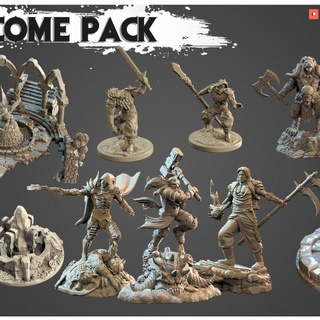patreon's welcome pack clay cyanide miniatures Tabletop 3D Printable Terrain Fantasy file printable stl model mythology terrain undead wargames wargaming warhammer warrior miniature witch tabletop minis wargame ruins altar cleric pathfinder tabletopgame tabletopgaming gunslinger demonslayer claycyanide lionman 3d print model - Mito3D