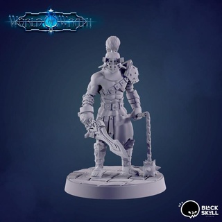 marfil p1 humano gladiador negro cráneo estudio mesa caracteres criaturas fantasía universo espada 3d print model - Mito3D