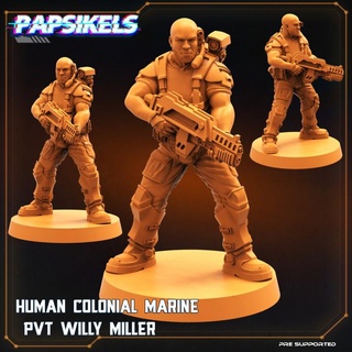human colonial marine pvt willy miller papsikels miniatures Fan Art Tabletop Characters & Creatures private 3d print model - Mito3D