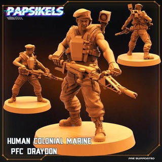humano colonial marinho pfc Draydon papsikels miniaturas ventilador arte tampo mesa personagens criaturas 3d print model - Mito3D