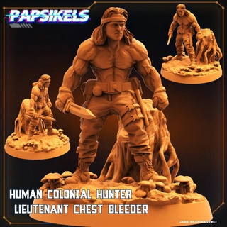 human colonial hunter lieutenant chest bleeder papsikels miniatures Fan Art Tabletop Characters & Creatures knife 3d print model - Mito3D
