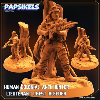 human colonial anti hunter lieutenant chest bleeder papsikels miniatures  Fan Art Tabletop Tabletop Characters & Creatures soldier jungle  3d print model - Mito3D