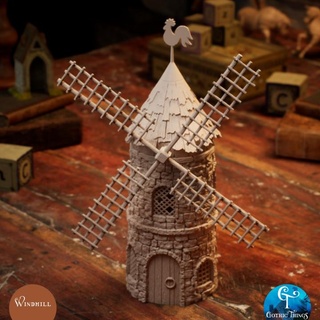 mulino vento Gotico cose tavolo 3D stampabile terreno fantasia edificio medievale modulare diorama scenario 3d print model - Mito3D