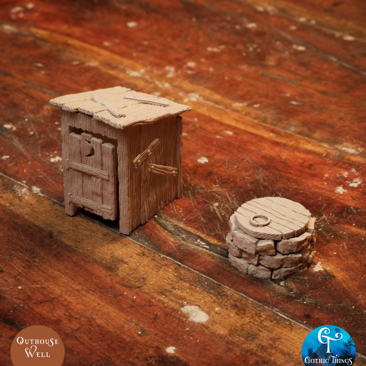 latrina bene Gotico cose tavolo 3D stampabile terreno fantasia medievale diorama scenario 3D print model - Mito3D