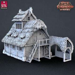 city firwood - stable stl miniatures Tabletop 3D Printable Terrain Fantasy building fantasy fdm interior horse tabletop town playable ender3 3d print model - Mito3D