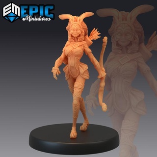 female werebunny bunny woman hybrid rabbit folk rodent warrior hare army epic-miniatures fantasy medieval monster rpg warhammer sla enemy tabletop dungeon dnd pathfinder npc pre-supported supported pre 3d print model - Mito3D