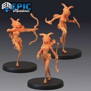 female werebunny set bunny woman hybrid rabbit folk rodent warrior hare army epic-miniatures fantasy medieval monster rpg warhammer sla enemy tabletop dungeon dnd pathfinder npc pre-supported supported pre 3d print model - Mito3D