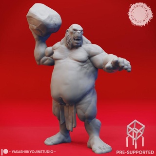 ogre thrower - book beasts tabletop miniatures pre-supported yasashii kyojin studio Tabletop Characters & Creatures Fantasy Universe 40k beast creature monster character miniature dungeonsanddragons roleplaying mtg dnd pathfinder kingsofwar aos ttrpg warcry mordhiem 3d print model - Mito3D